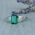 thumbnail image 2 of beryl_creation 14K White Gold Plated 1.00 Ct Emerald Cut Emerald Christmas Wedding Engagement Thanksgiving Ring 925 Sterling Silver For Women's -6, 2 of 4