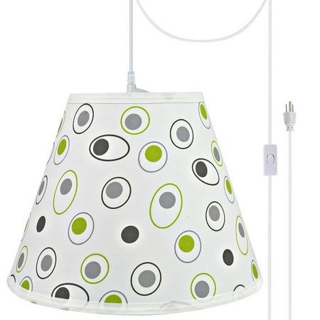 Swag Pendant Kit Aspen Creative 72199-21 One-Light Plug-In Swag Pendant Light Conversion Kit with Transitional Hardback Empire Fabric Lamp Shade, Off White, 12