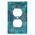 thumbnail image 2 of Metal Light Switch Plate Outlet Cover (Teal Wallpaper Letter Damask LET003), 2 of 13