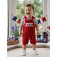 thumbnail image 4 of Loicainy Bbay Toddler Girls Boys 2Pcs Independence Day Outfit 3 6 12 18 Months Short Sleeve Crew Neck Striped Print Romper and Suspender Pants Clothes Set, 4 of 9