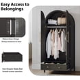 thumbnail image 6 of Ktaxon Arched Wardrobe Closet Armoire with Hanging Rod, Modern Drawer & Shelf – Elegant Black Finish Closet with Wood Handles, Farmhouse to Mid-Century Style, 6 of 8