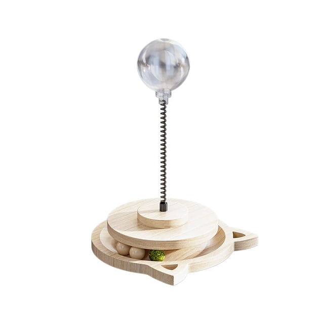 Solid Wood Spring Rotating Catnip Set Cats Food Leaking Suitable For Pet Cats Teasing Stick Toy