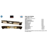 REAR STEP BUMPER ASSEMBLY; CHROME; WITHOUT PARK ASSIST SENSOR HOLES; WITH CORNER STEP; INCLUDES INNER AND OUTER BRACKETS; ALL PADS AND
