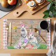 thumbnail image 2 of Easter Placemats Set of 6, Rabbit Colorful Eggs Flowers Plants Wooden Grain Placemats for Dining Table, Place Mats for Kitchen Tabletop, Waterproof Wipeable Dining Table Mats Set, 2 of 9