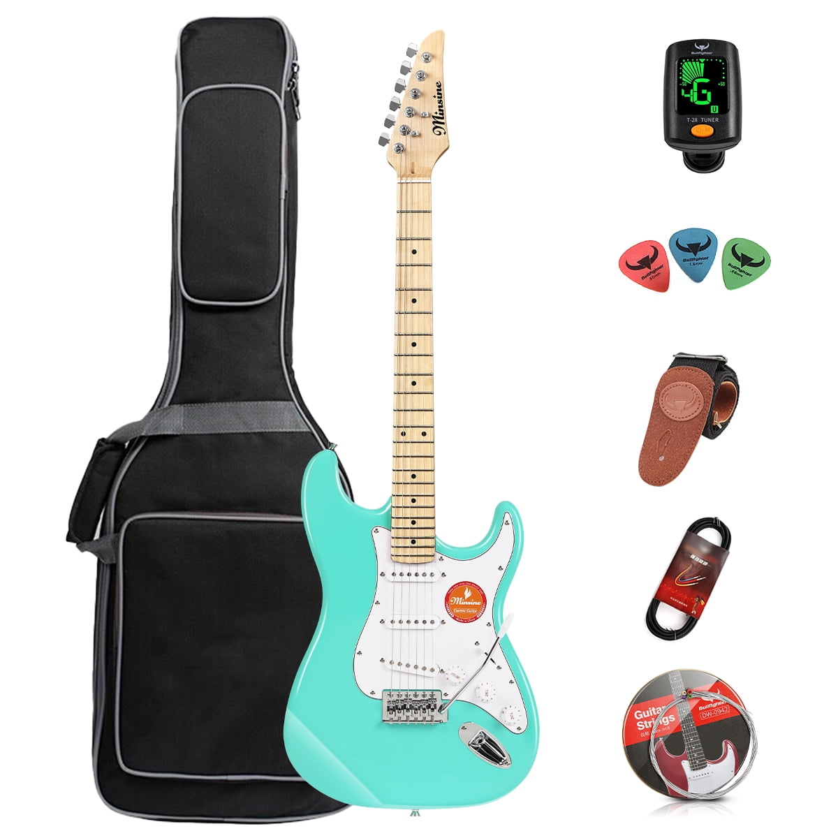 39 Inch Electric Guitar, Full Size Solid Body S-S-S Pickups 6 Strings Beginner Guitar Kit With Gig Bag, Strap, Tremolo Arm, Cable & Picks MS100
