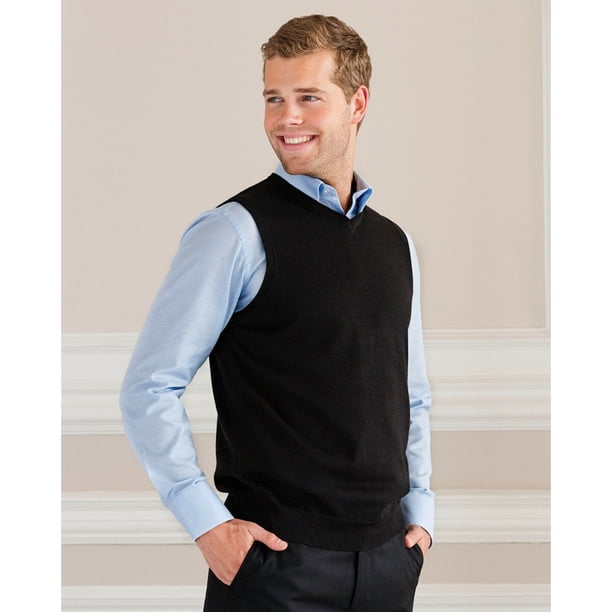 Russell Collection - Jersey / Sweater sin mangas cuello pico Modelo Knitted hombre caballero (Negro)