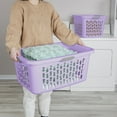 thumbnail image 4 of Sterilite Large 2 Bushel Plastic Laundry Basket with 4 Comfort Grip Handles, Lilac, 6 Pack, 4 of 8