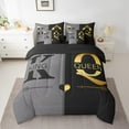 thumbnail image 2 of King And Queen Crown Queen Bedding Set 7 Piece Black Grey Mr Mrs Comforter Set For Adults Men Women,His Hers Couple Bed In A Bag Valentine'S Day Gifts Sheet Set With Comforter, 2 of 5