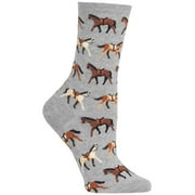 Horses Grey Ladies Crew Socks