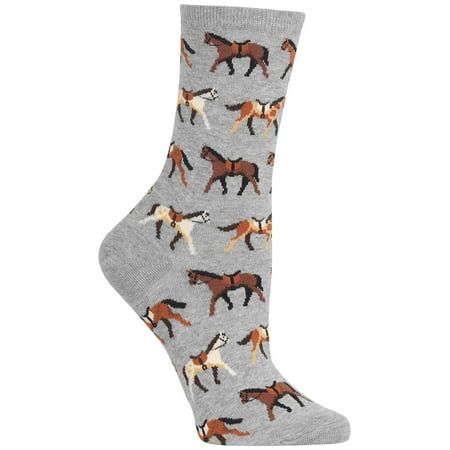 Horses Grey Ladies Crew Socks
