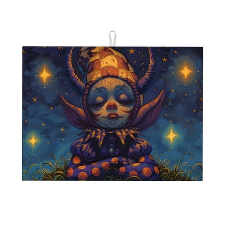 

Cauagu Dish Drying Mat 24*18 inch Absorbent Dish Drainer Kitchen Counter Dish Drying Pad for Countertops Sinks Draining Racks( Dreamy Jester Under Stars)