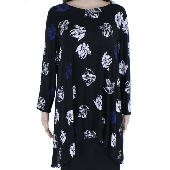 Alfani Plus Size Printed Woven Back Top Blue 1X