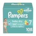 thumbnail image 1 of Pañales Pampers Baby Dry, tamaño 7, suministro para un mes (108 unidades), 1 of 8