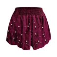 thumbnail image 4 of Women's Shorts High Waisted Stretchy Pearl Velvet Skirt Pants Summer Casual Beach Shorts S-L, 4 of 5