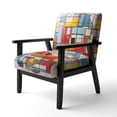 thumbnail image 3 of Designart "Abstract Geometric Composition I" Multi-Color Abstract Spirals Upholstered Accent Chair - Modern Arm Chair For Bedroom, 3 of 5