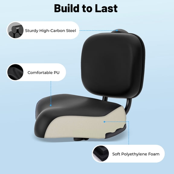 Universal Bicycle Seat Large Comfort Wide Saddle Seat With Back Rest Cushion
