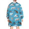 thumbnail image 2 of Wearable Oversized Blanket,Cartoon Dogs Blue Background Wearable Blanket Hoodie for Adults,Cozy Hooded Blankets with Super Pockets,Super Warm Fuzzy Pullover for Women & Men, 2 of 6