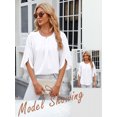 thumbnail image 5 of ZXSXSY Women's Round Neck Half Sleeves Solid Color Flowy Blouse, 5 of 6