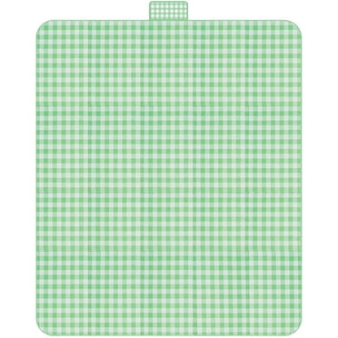 Vaupan Green Grid Style Large Picnic Mat, Tote Foldable Universal Outdoor Blanket, Non-Woven Fabric Sandproof Durable Portable Travel Multifunctional Mat Suitable for Beach Camping Park Grass