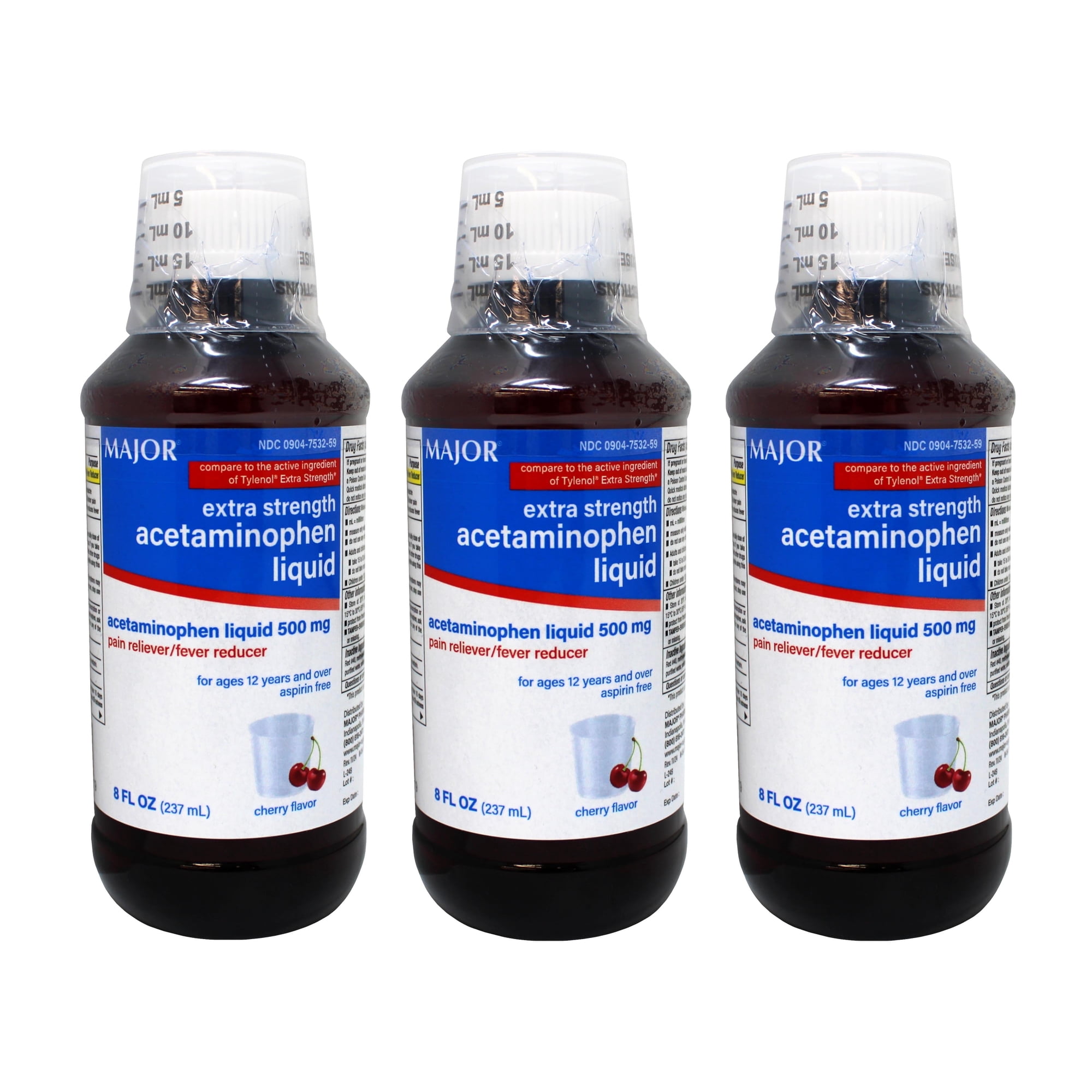 Major Adult Rapid Burst Cherry Extra Strength Acetaminophen 8 oz (Pack of 3)
