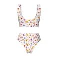 thumbnail image 5 of Daiia Cartoon Birds & Flowers Women's Bikini Set Two Piece Swimsuit High Waisted Bikini Adjustable Straps Bikini Perfect for Beach, Pool, and Summer Vacation-, 5 of 9