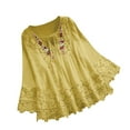 thumbnail image 1 of Timegard Hauts pour Femmes en Dentelle avec Cordon de Serrage, Col Rond, Manches Longues à Volants, Blouse Décontractée et Ample, 1 of 9