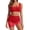Red, variant on Women's High Waisted Bikini Set Tummy Control Two-Piece Swimsuit with Swim Skirt Mesh Sarong Wraps Bathing Suits, Red