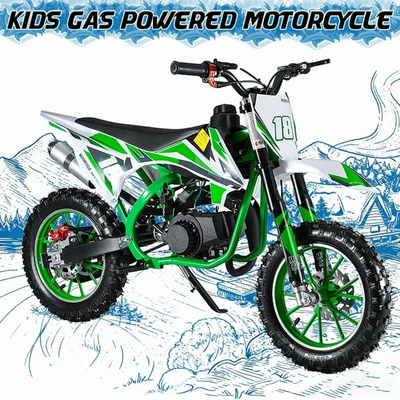 49cc Kids Dirt Bike,Toddler Gas Power Motocross Off Road Mini Motorcycle Vehicles Children Pocket Motorbike with Front Rear Disc Brakes Ideal Birthday for 6-12 Boys Girls