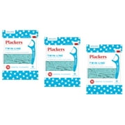 PLACKERS Twin-Line Dental Flossers, Cool Mint 75 each (Pack of 3)