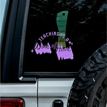 (2 Pcs Lavender Purple 5.8 X 3.8 ) Transparent Adhesive Decal Sticker Of Teaching Is A Work Of Heart For Car Bumper Window Laptop Tumbler Jeep Truck Motorbike Helmet Door 925Ver10H3951La081724
