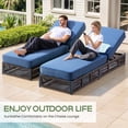 thumbnail image 2 of Giantfurnni Patio Wicker Chaise Lounges Set of 2, Outdoor Cushioned Reclining Lounger Chairs with Adjustable Backrest for Poolside Porch Deck, Blue, 2 of 9