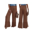 thumbnail image 4 of Qiylii Women's Casual Comfy Pant Wide Leg Palazzo Lounge Pants Smock Elastic High Waist Flared Bell Bottom Cotton Trouser, 4 of 5