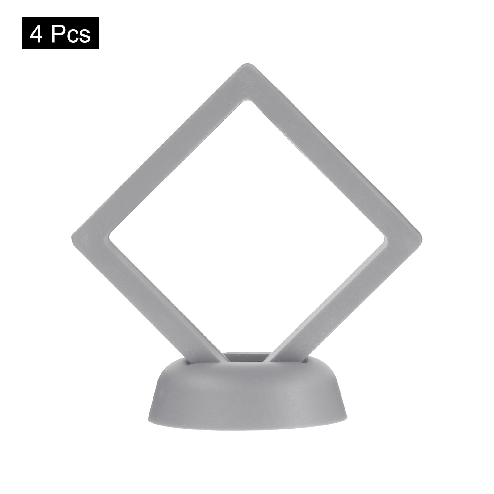 Unique Bargains 4Pcs Floating Frame Display Holder Stand 2.76" x 2.76" x 0.8" Grey