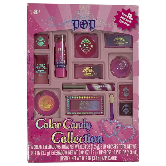 Pop Color Candy Little Girls Makeup Beauty Set, Real Make-Up Lip Gloss & Shadow