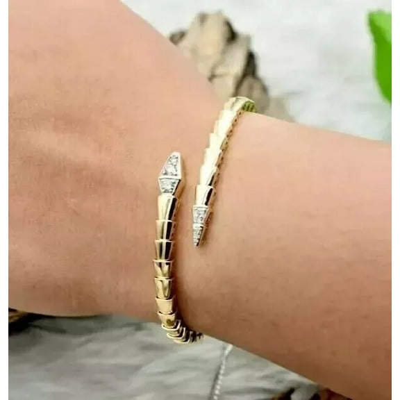 2Ct Round Cut Women's Bangle Bracelet Lab-Created Diamond 14K Yellow Gold Plated