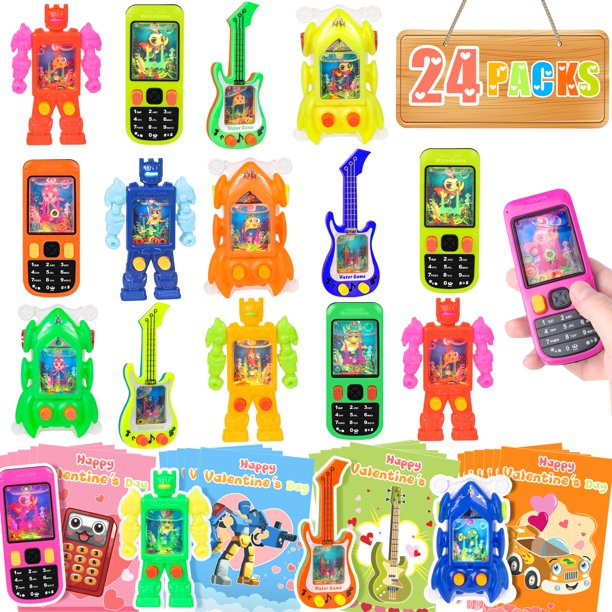 Regalos de San Valentín para niños, paquete de 24 tarjetas con juego acuático