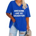 thumbnail image 2 of Camisetas de Verano de las Mujeres de Manga Corta con Cuello en V de Gran Tamaño Camiseta Deportiva Sólida, Base Cómoda Casual, 2 of 6