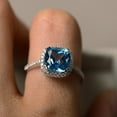thumbnail image 5 of Swiss blue topaz ring, cushion cut, sterling silver, gemstone, 5 of 5