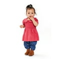 thumbnail image 5 of Wonder Nation Baby Girls Smocked Tunic Top and Pants Set, 2 Piece, Sizes 0/3-24 Months, 5 of 9