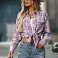 thumbnail image 6 of Towmus Womens Button Down Flannel Shirts Plus Size Fashion Long Sleeve Plaid Shackets Business Casual Blouse Tops, 6 of 8