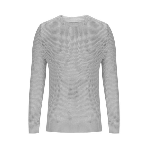 LIaqionyy Men's Sweater Crewneck Pullover Textured Knitted Tops Soft Long Sleeve Casual Loose Sweaters