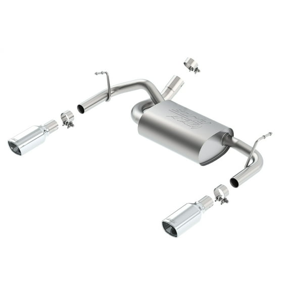Fits 2012-2018 Jeep Wrangler JK Borla Exhaust System Kit 11860 ATAK Series Axle Back System; T-304 Stainless Steel; With Muffler; 2-1/2 Inch Pipe Diameter to 2 Inch Out; Single Exhaust With Dual Exit