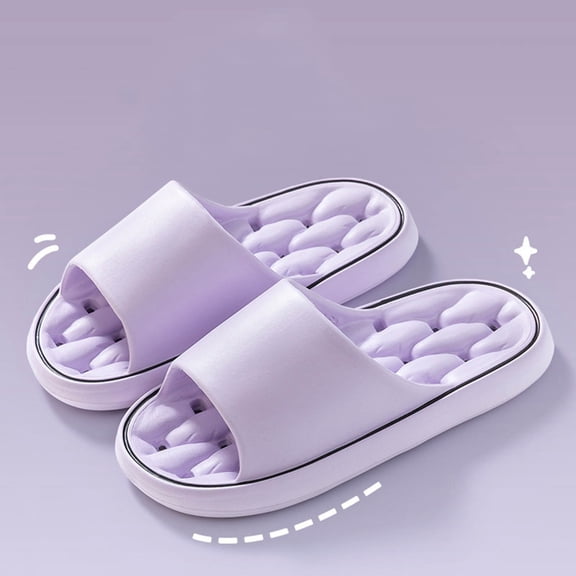 CQONEPT Womens Mens Bathroom Slippers Quick Dry with Drainage Holes Non Slip Home Bathing Slides Comfy Shower Sandals Purple 38