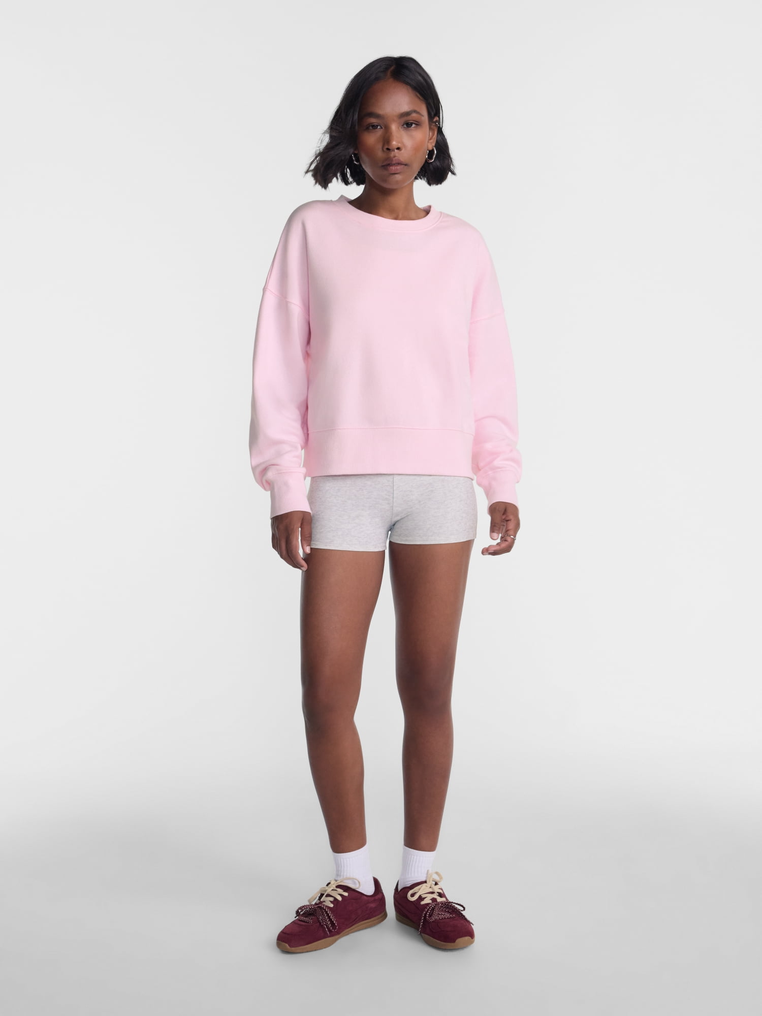 No Boundaries Women's Boxy Fleece Sweatshirt, Midweight, Sizes XXS-4X