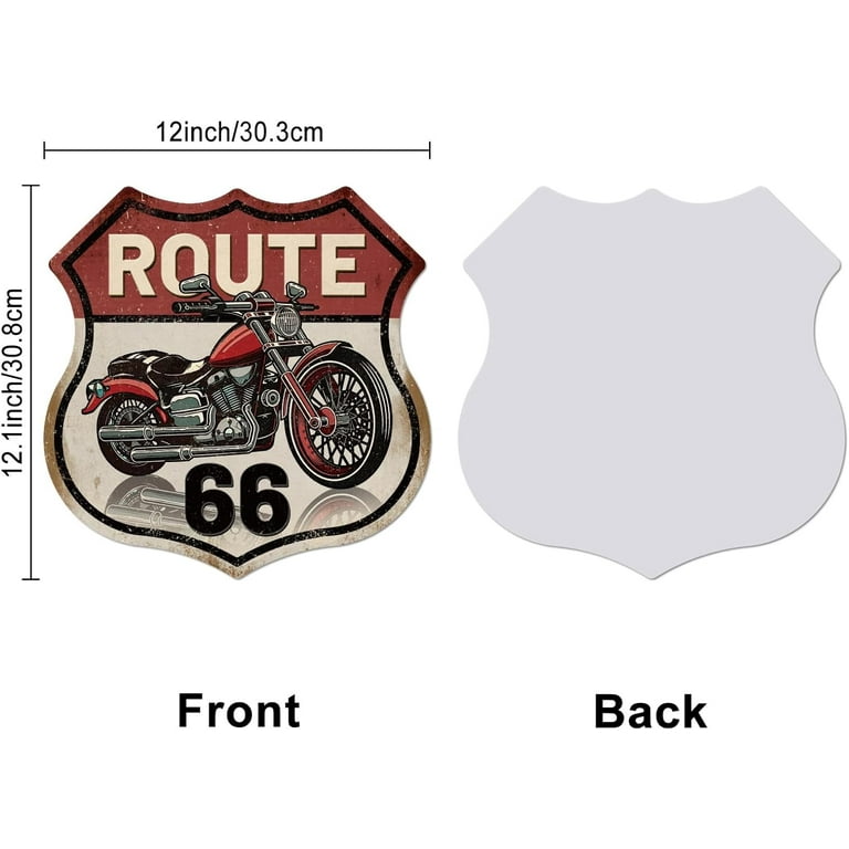 1PC Vintage Metal Tin Sign Iron Wall Decor for Bars Restaurants Cafes Pubs  Shield Route 66 Motorbike 308x303x0.3mm