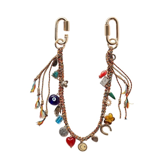 Beaded cord woven keychain bag charm, stylish wallet pendant, suitable for handbags, backpacks, and other everyday accessories.
