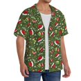thumbnail image 2 of Balery Christmas Hat sock Camisa Casual de Manga Corta con Botones para Hombre, Texturizada, Estilo Cubano, para Playa, Verano-Medium, 2 of 5