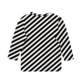 thumbnail image 4 of Piuwrlz Children Girls 3/4 Sleeve T-Shirts Summer Round Neck Casual Sweatshirts Printed Round Neck Stripe Shirt Tops Black Size 7 Years, 4 of 4