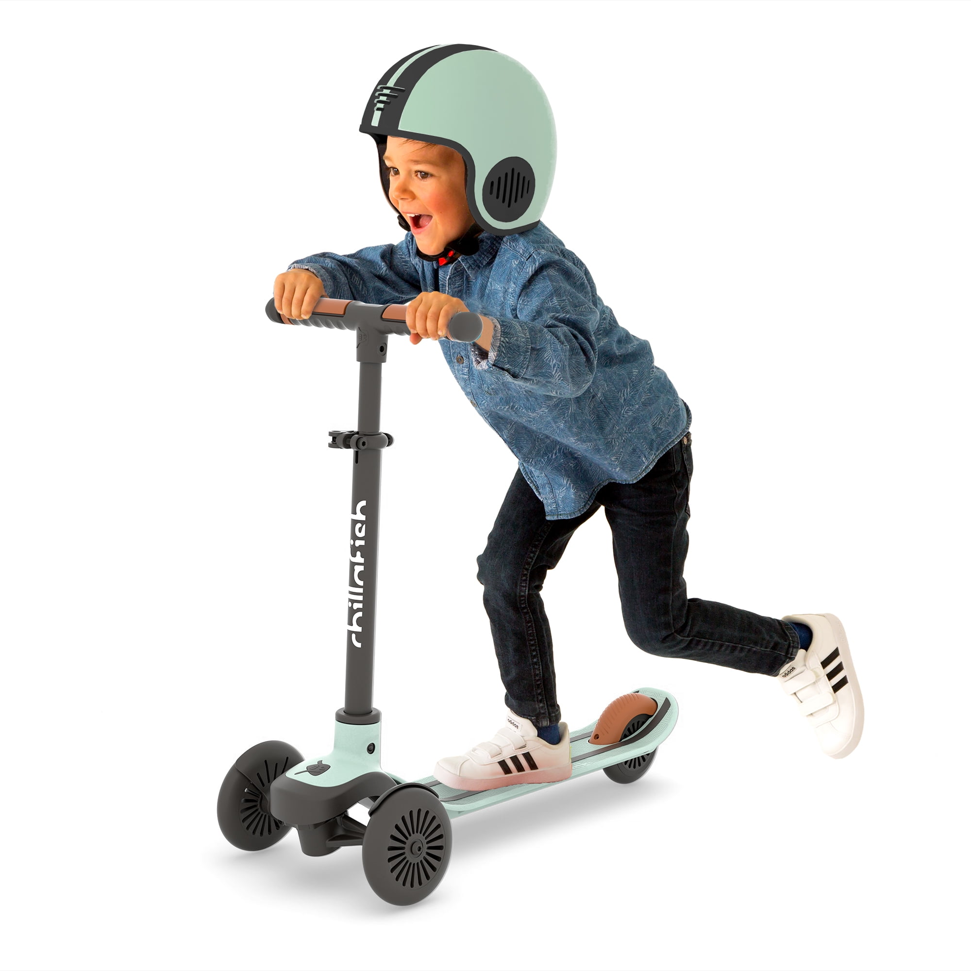 Chillafish Scotti 3-Wheel Lean-to-Steer Scooter for Kids Ages 3+, Adjustable Height, Lightweight Twintip Deck with Brake, Breeze