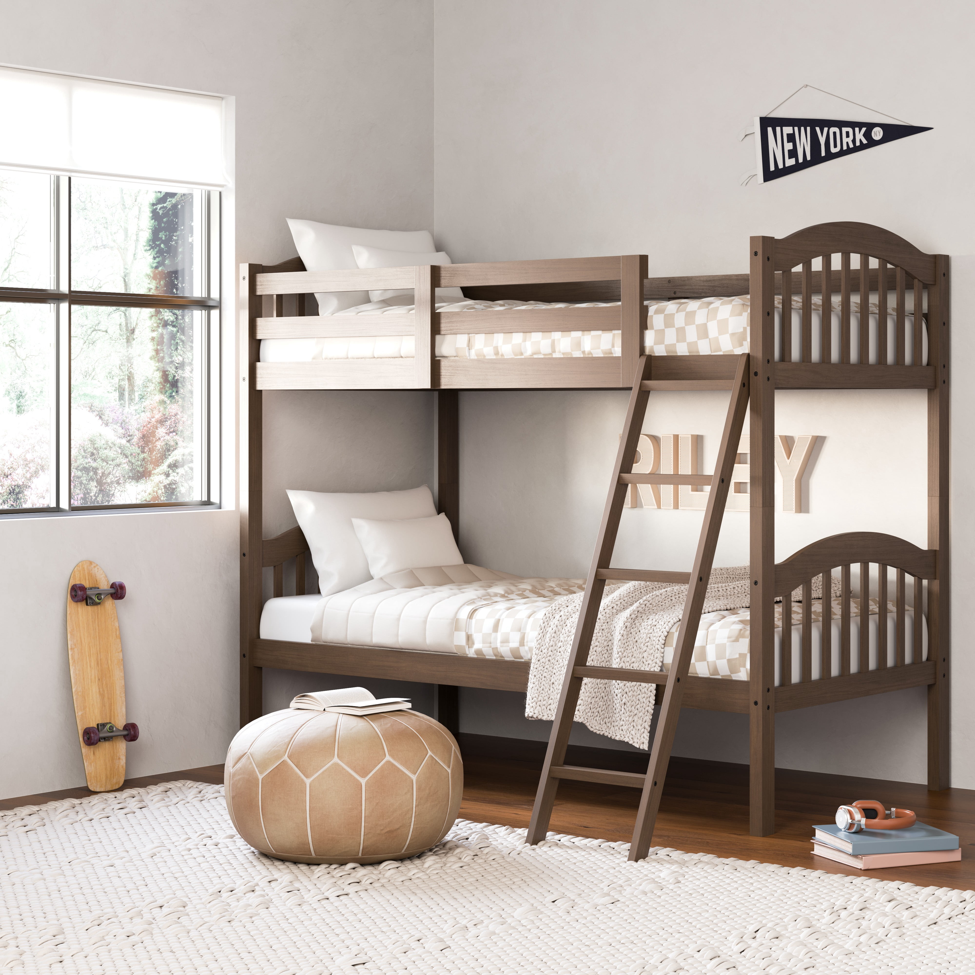 Storkcraft Long Horn Twin over Twin Bunk Bed, Hazelnut